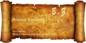 Borna Zerind névjegykártya